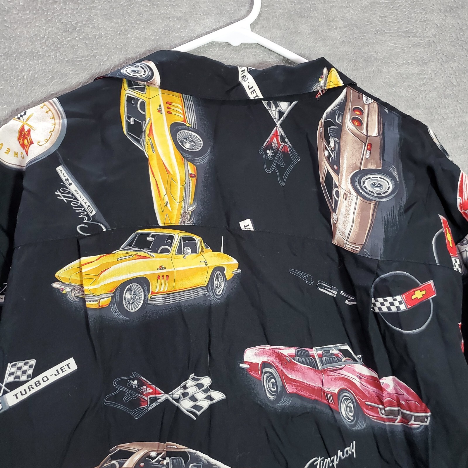VINTAGE Paradise Found Men Button Up Shirt 2XL Black Classic Cars 90s USA READ