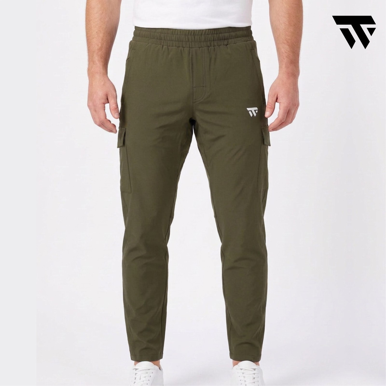Men’s Athletic Cargo Pants Gym Training Quick Dry Breathable Stretch Side Pocket