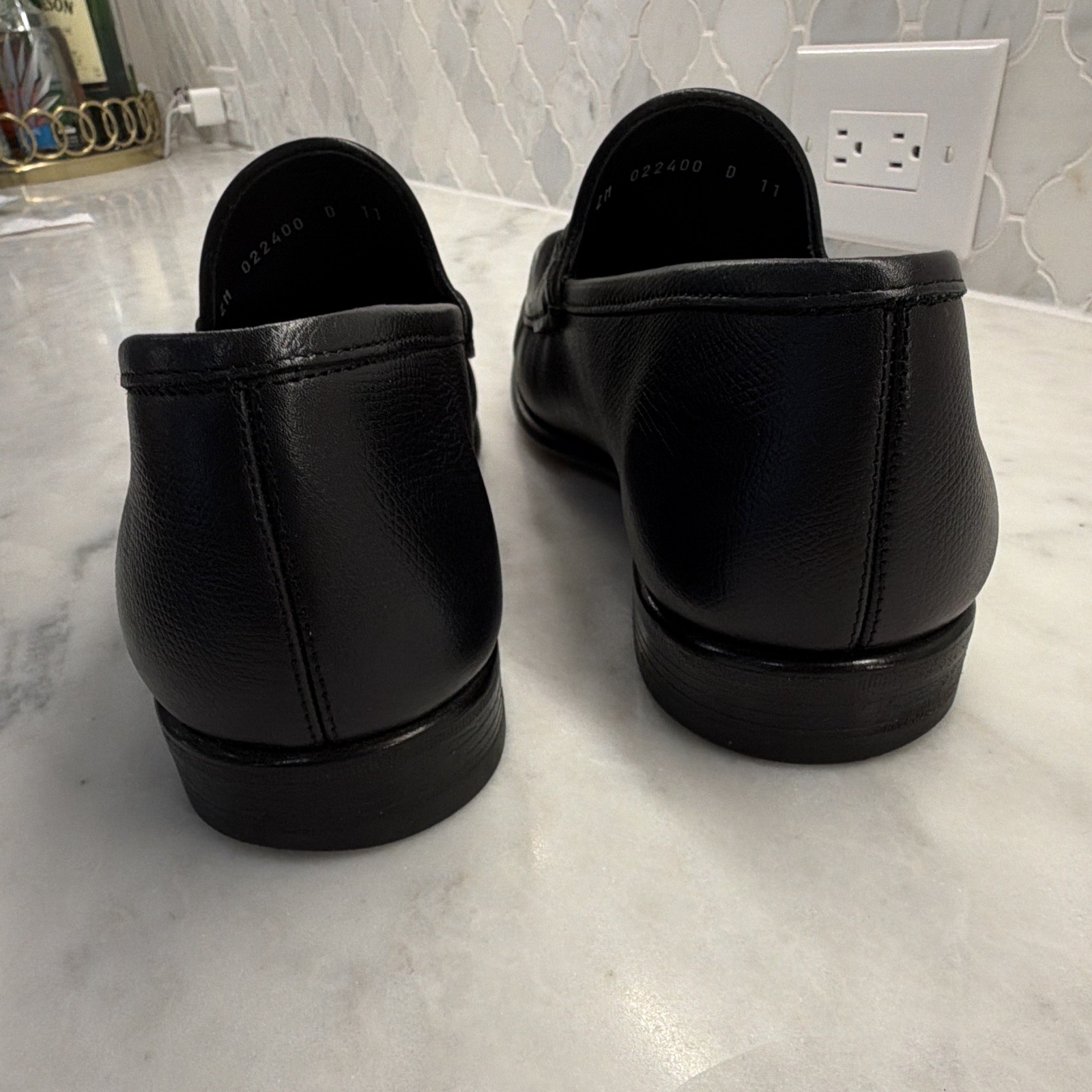 Salvatore Ferragamo Men’s Black Leather Horsebit Loafers Slip-On US 11 D
