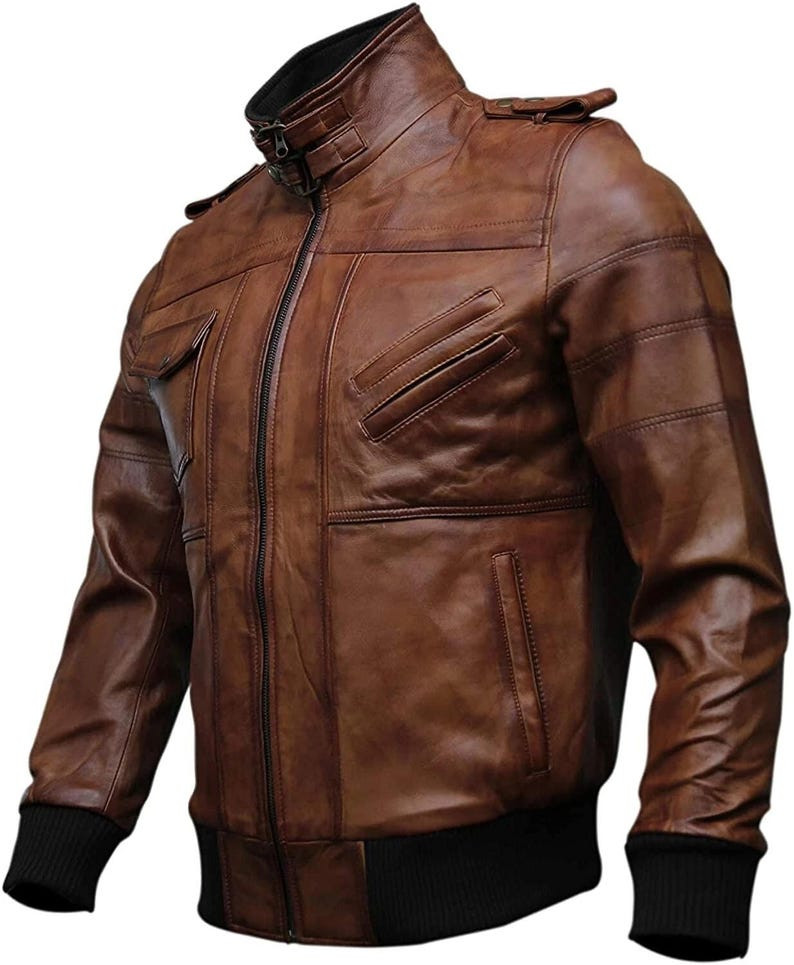 Men’s Casual Outerwear Biker Removable Hood Style Real Sheepskin Leather Jacket