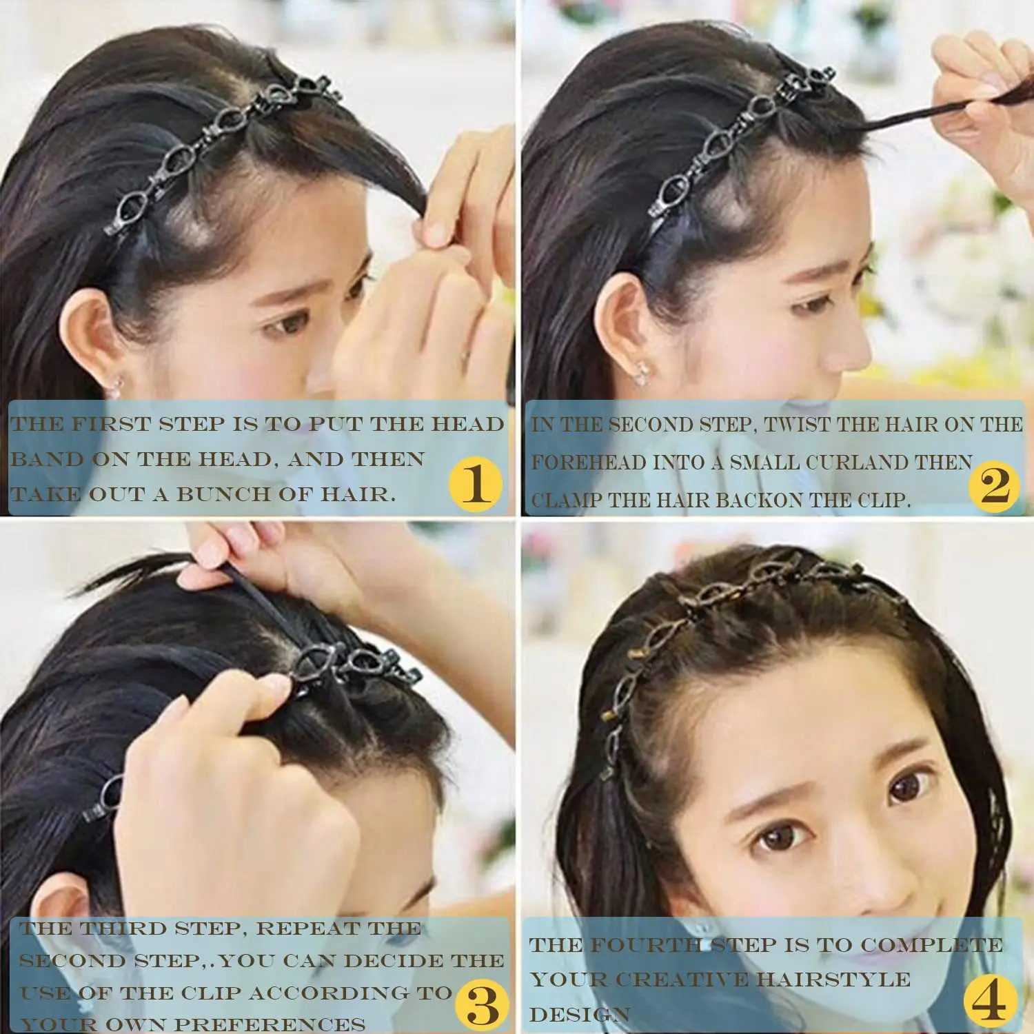 2Pcs Double Layer Braided Headband Punk Women Fashion Hair Accessories
