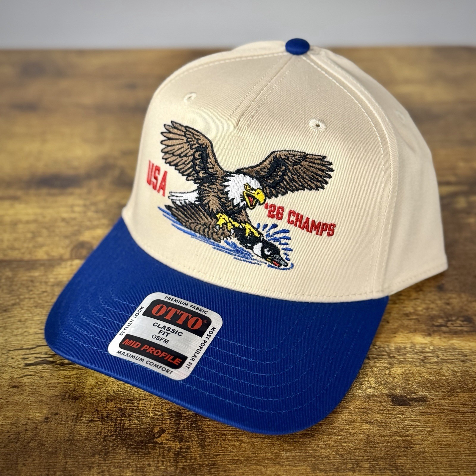 USA Bald Eagle v Goose Natural/Blue Otto Snapback Hat – NHL / Olympics Champs 26