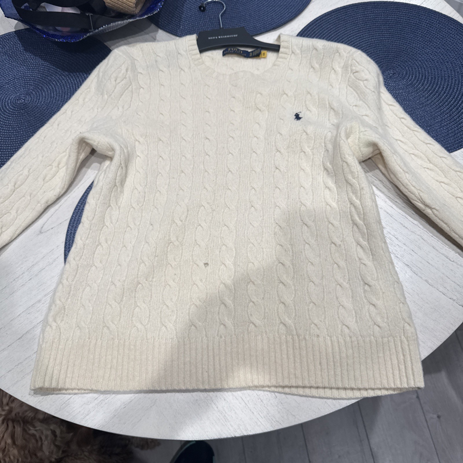 Polo Ralph Lauren Women Cable-Knit Crew Neck Sweater M 10% cashmere 90% wool