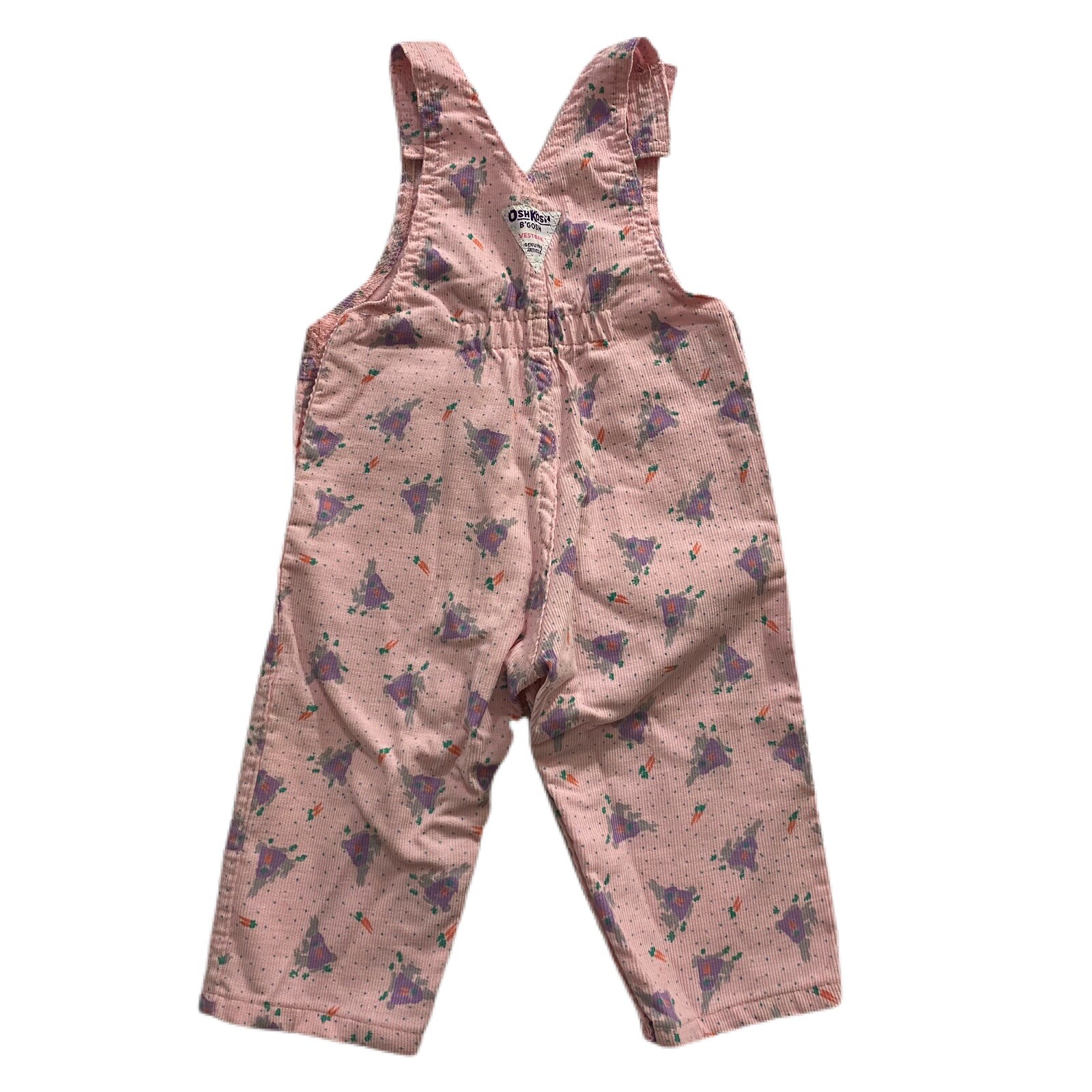 Vintage NWT OshKosh B’Gosh Overalls Vestbak Pink Rabbit Print Corduroy Size 18 m