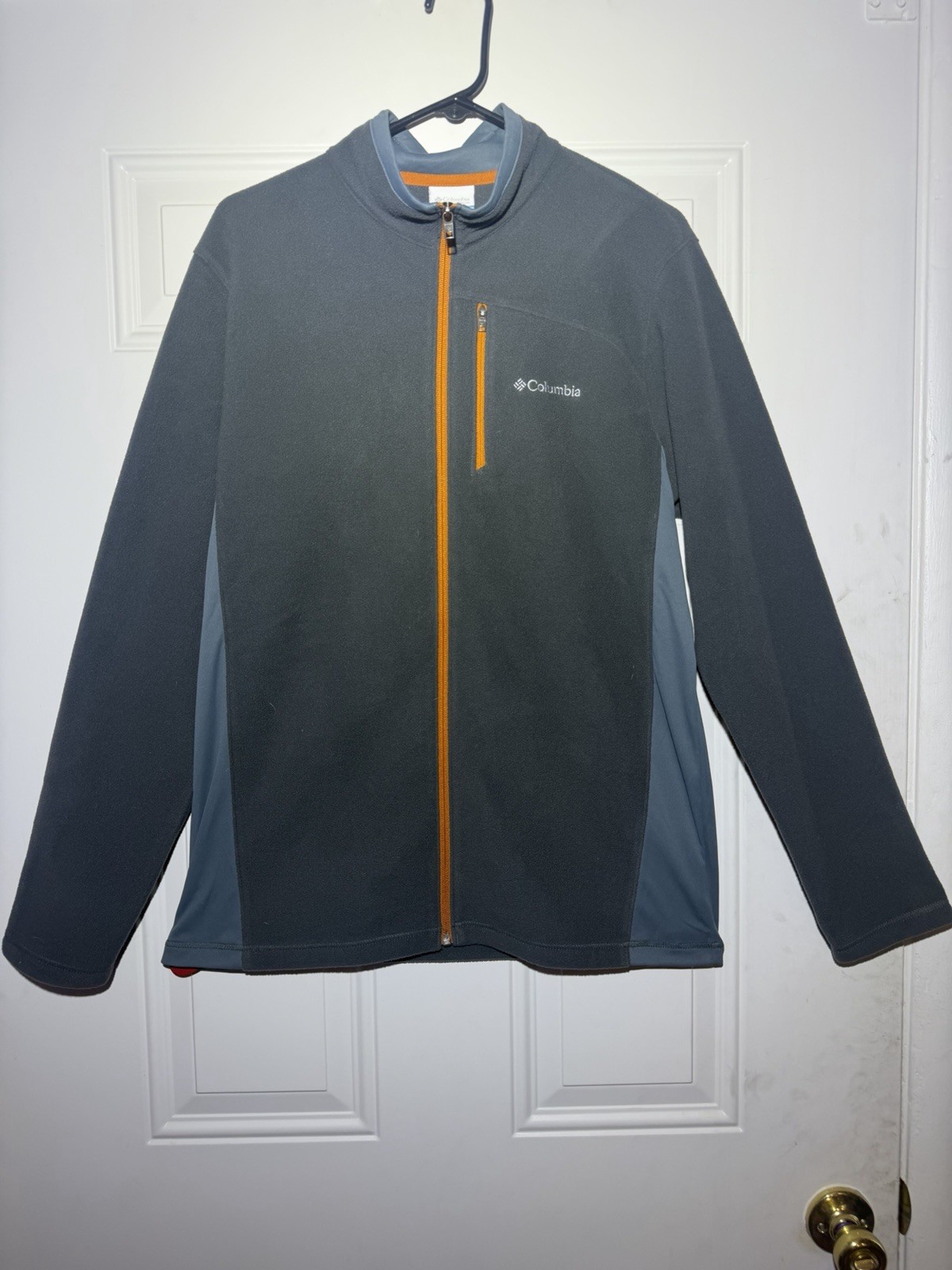 Columbia Fast Trek II Fleece Jacket Mens Medium Gray Orange Full Zip AM1488