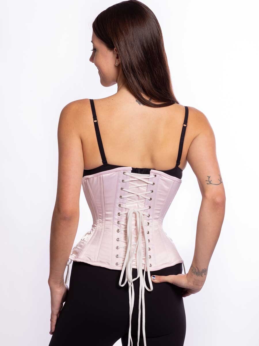 New 426 Standard With Hip Ties Pink Satin 38” Underbust Corset
