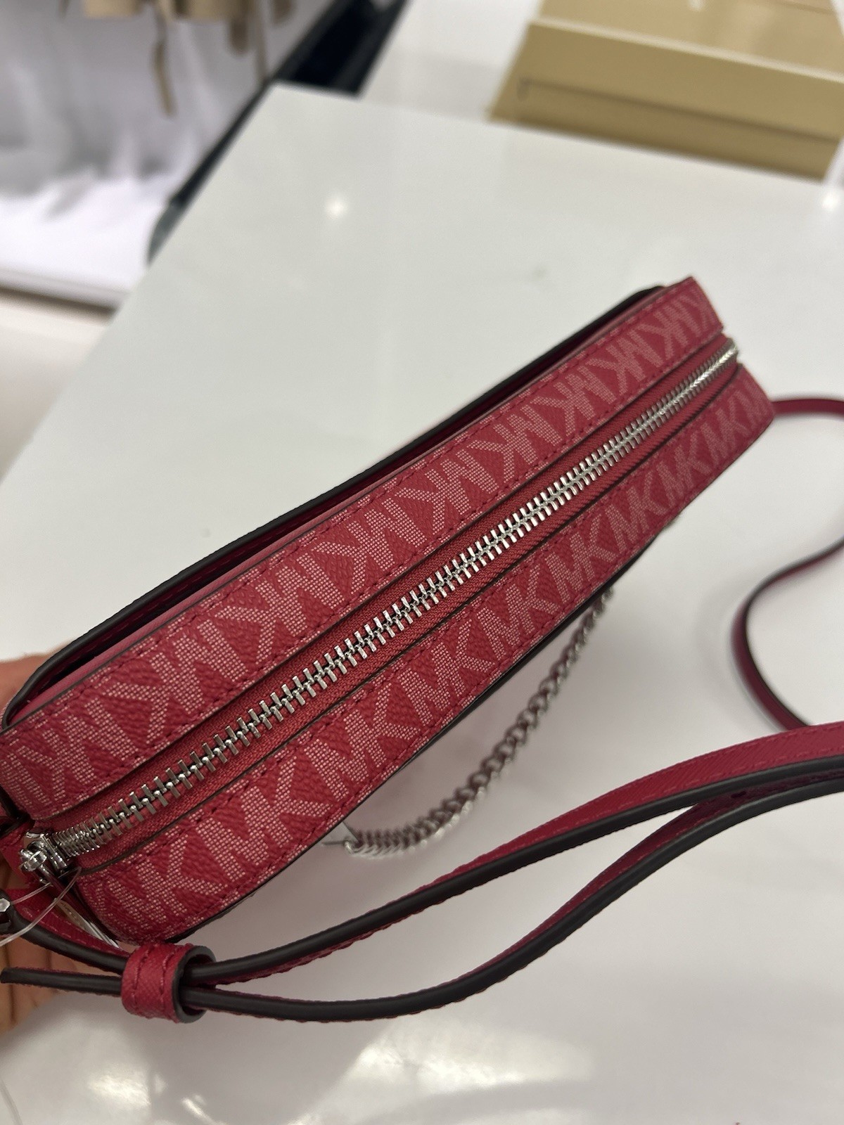 Michael Kors Large Handbag Purse Handbag Messenger Crossbody Bag Dark Raspberry