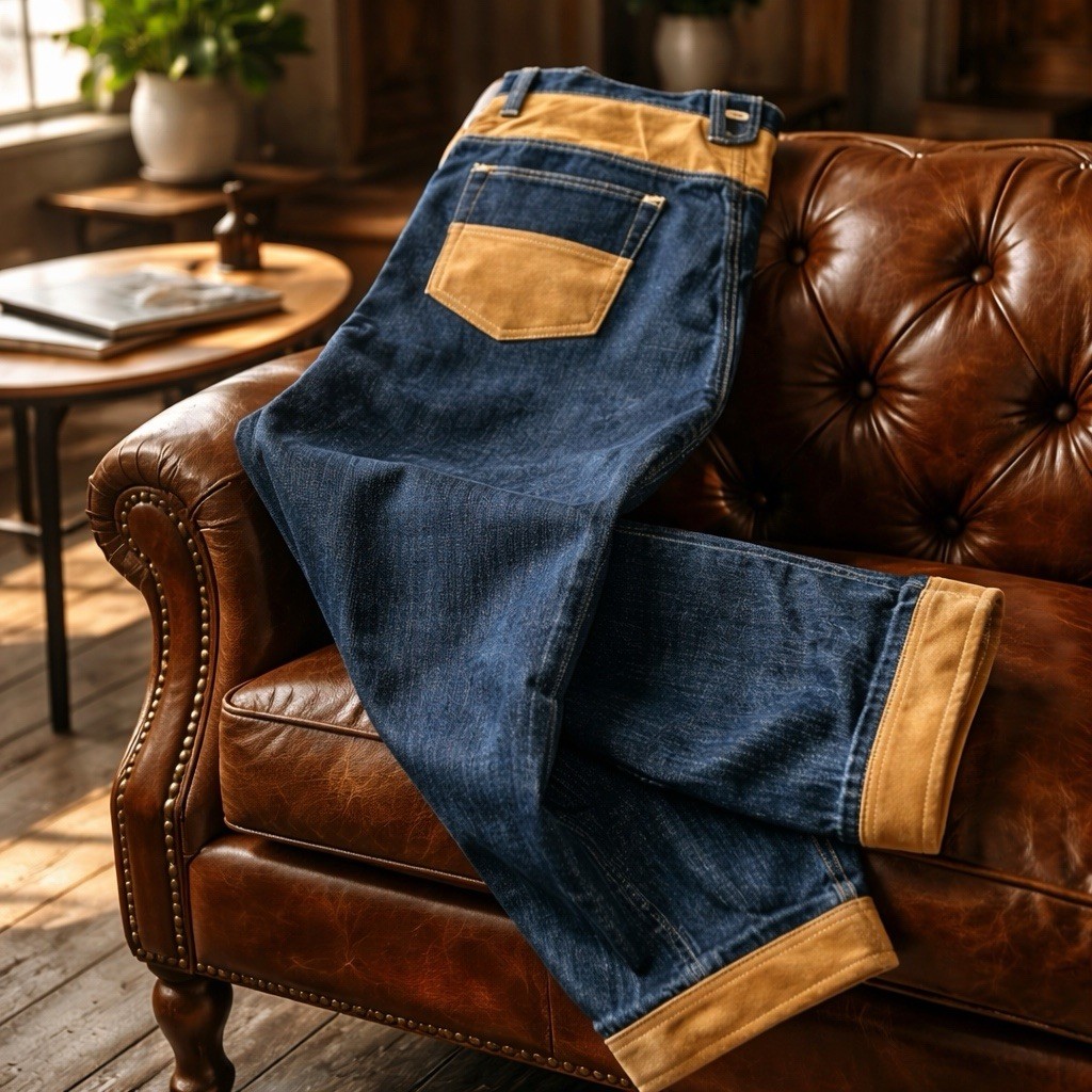 Vintage Y2k Muka Baggy Jeans Mens 34×33 Blue Wide Leg Grunge Selvedge Denim