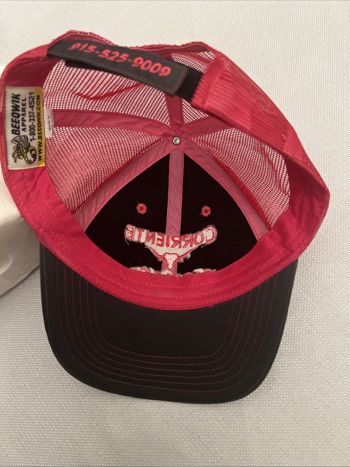 Corriente Saddle Co. Hot Pink & Dark Gray Adjustable Strap Back Mesh Hat / Cap