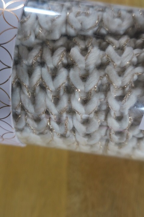 Modern Expressions Infinity Scarf 25.5×9.8 Inches Beige W/ gold colored Metallic