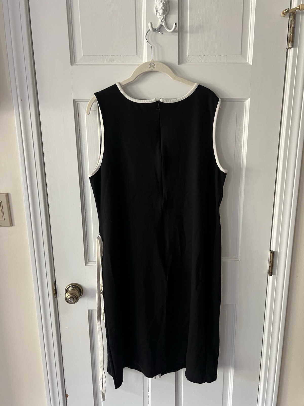 Talbots Black White Colorblock Pencil Dress Sleeveless Knee Length Back Zip 14W