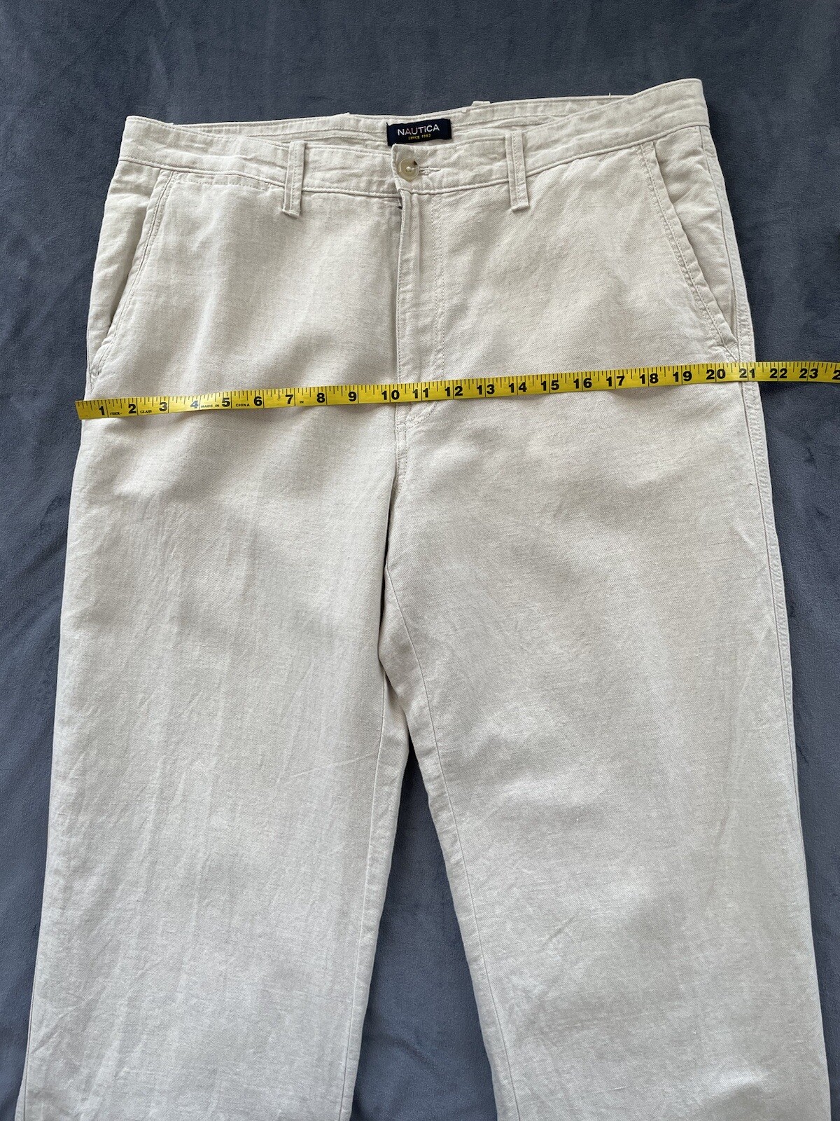 NAUTICA Men’s 52% Linen 48%Cotton Flat Front Pants Gray Size 36W X 34L