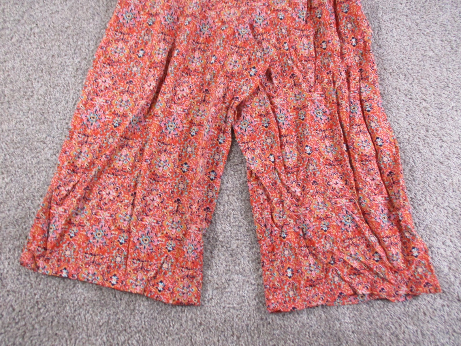 A.U.W. Small Womens Jumpsuit Wide Leg Red Floral Rayon Lined