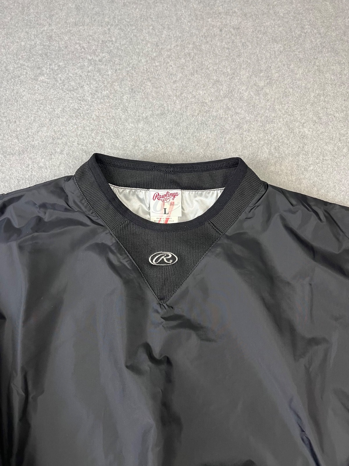 Rawlings Performance Dugout Pullover Mens L Black Pockets Mesh Lined Loose Fit