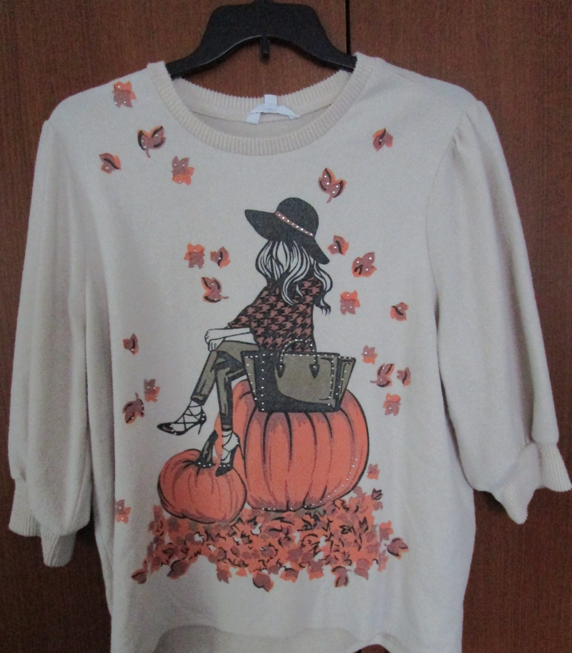 Kiss & Fly Fall Pumpkin Sweater Sz 2X Polyester & Spandex Bust 53 Length 28 in