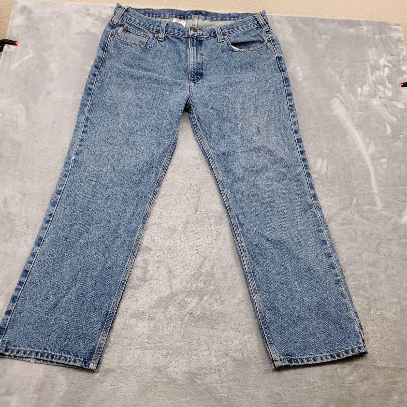 Carhartt Jeans Mens 38×30 Blue Medium Wash Relaxed Straight Leg Denim B480 DVB