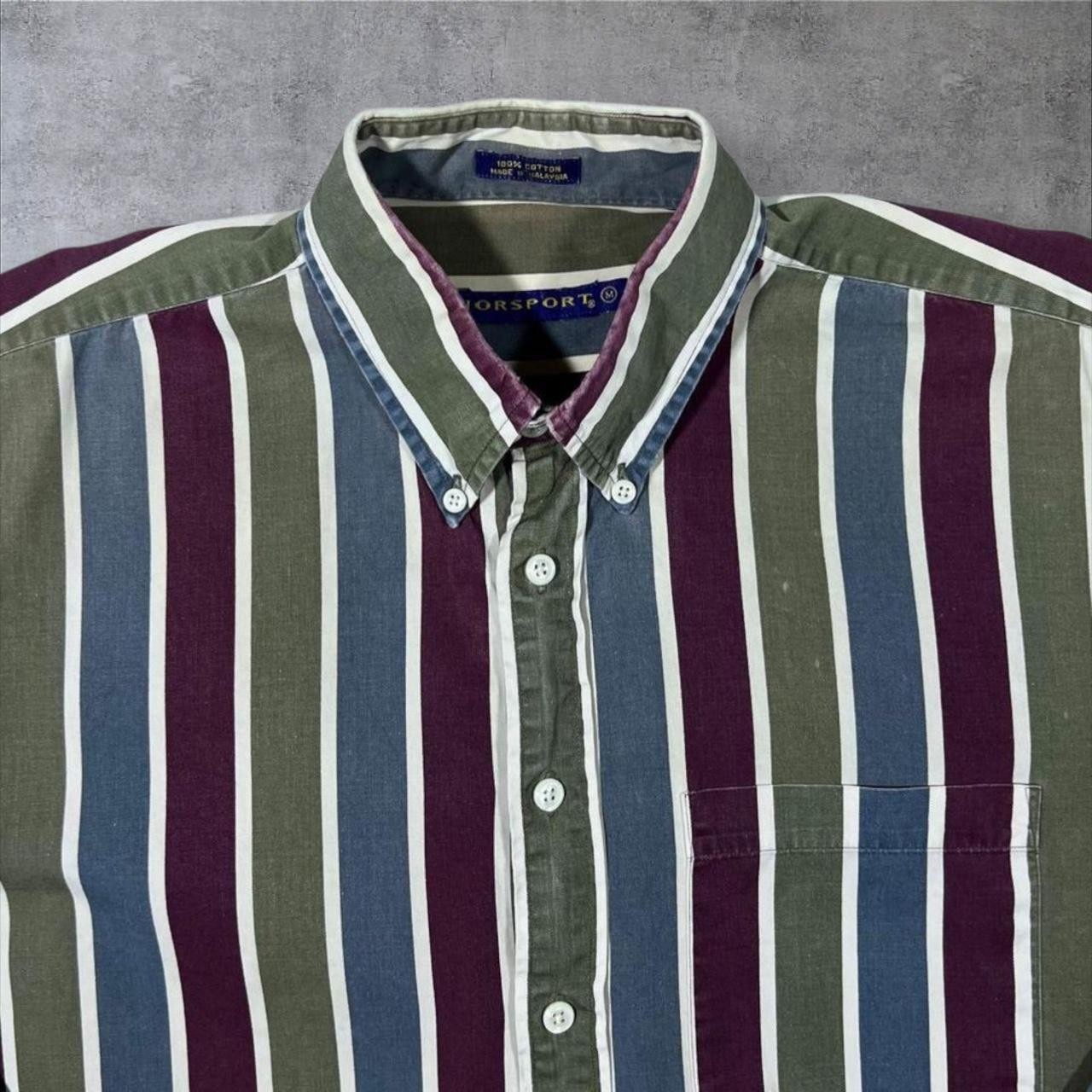 Vintage Norsport Multi Colour Striped Cotton Long Sleeve Button-Up Shirt Medium