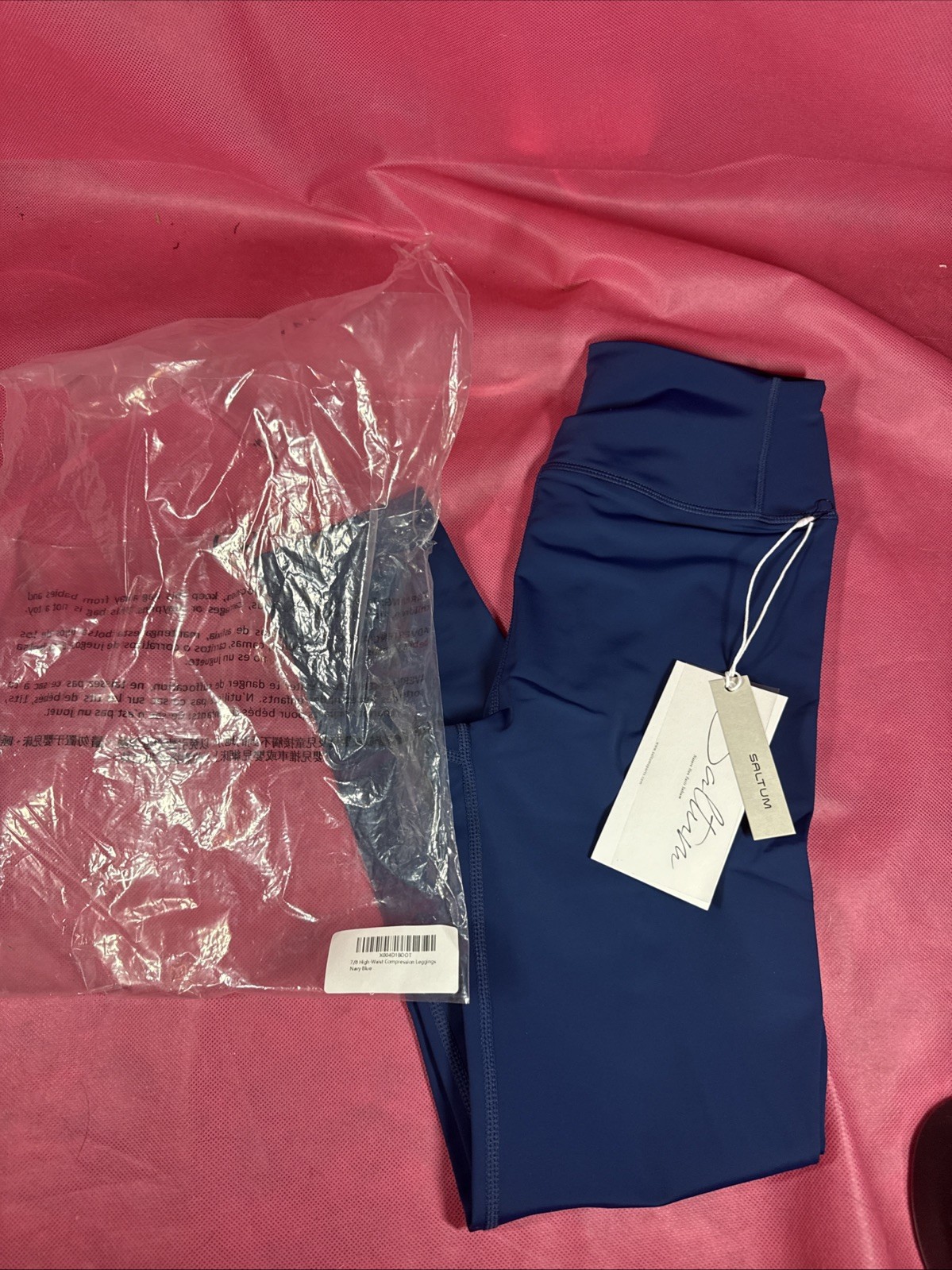 7/8 High Waisted Compression Leggings Navy Blue Size Medium New CC1