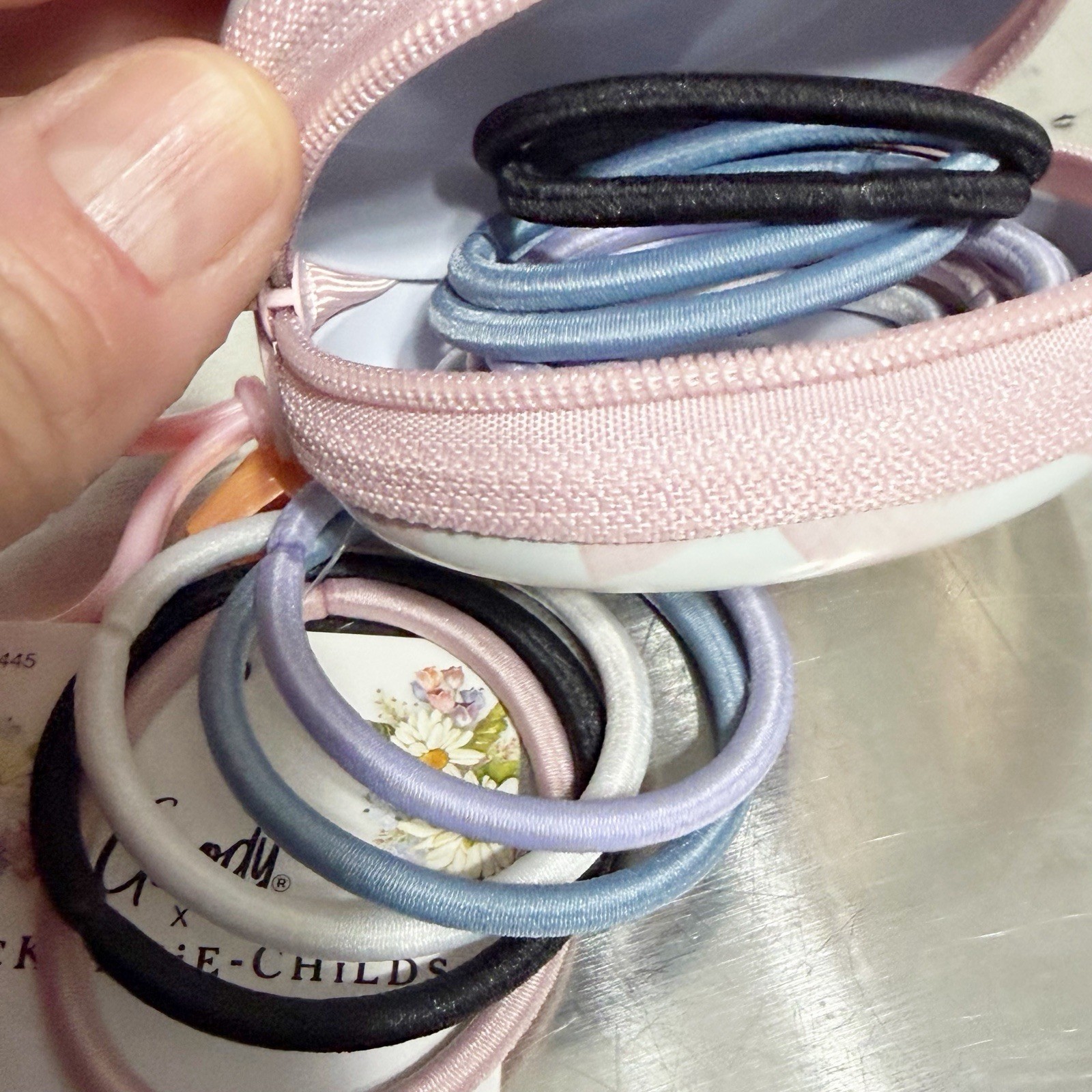 MacKenzie-Childs x Goody ~ Rosy Check Zipper Purse Charm with Hair Ties ~ NEW