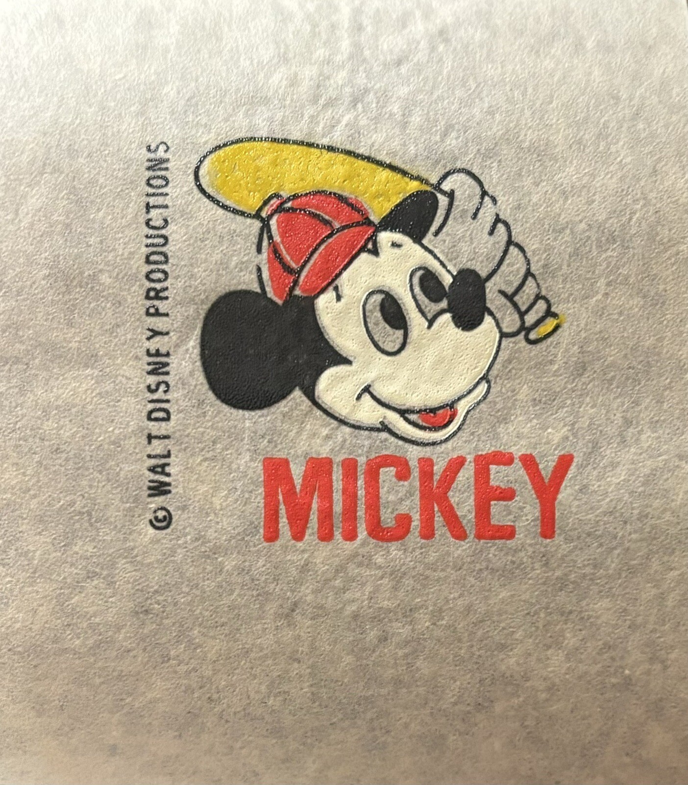 Vintage Walt Disney Mickey Mouse Baseball Cartoon Mini Iron On Transfer