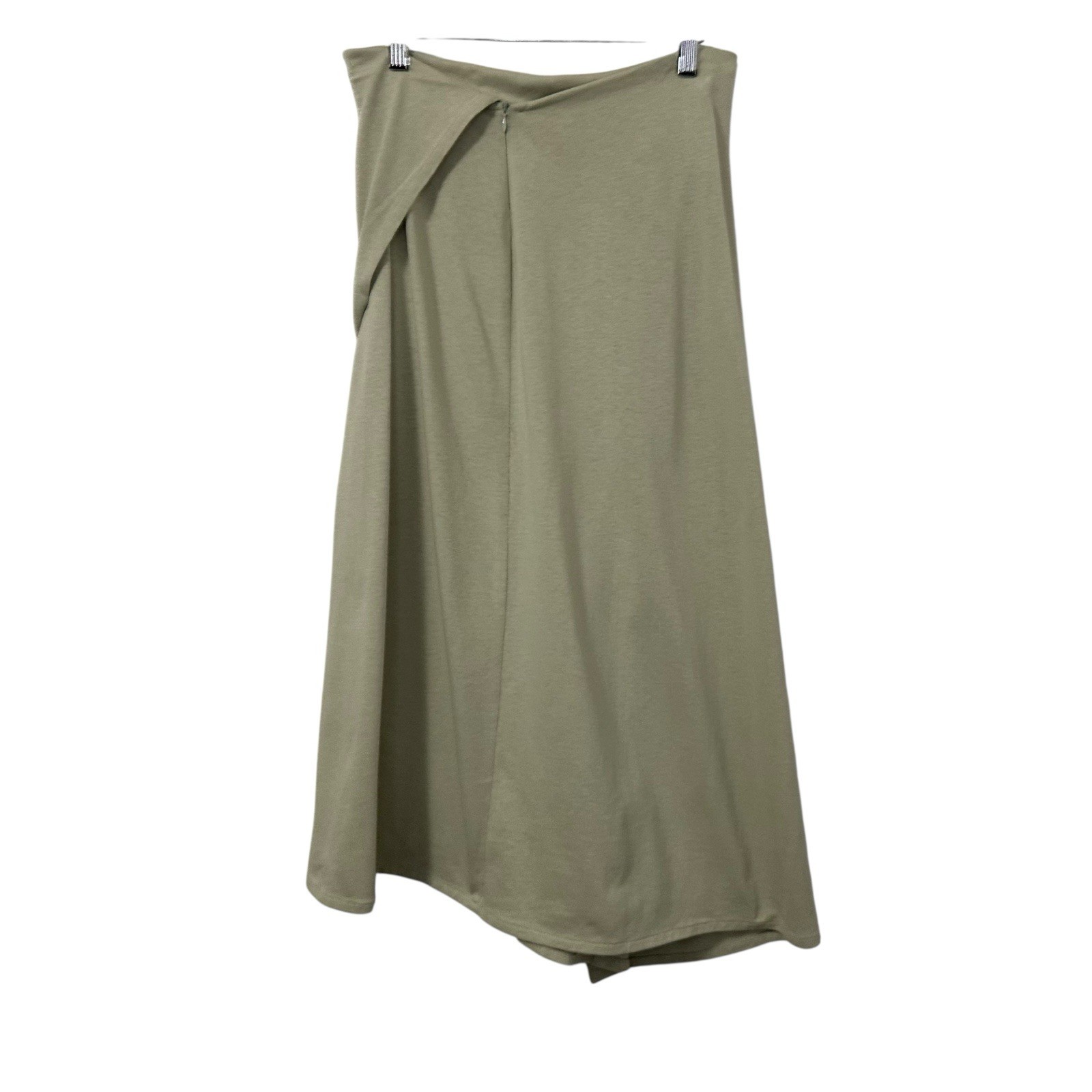 6397 Womens Draped Wrap Skirt Size XS Chalk Light Green 100% Cotton Midi