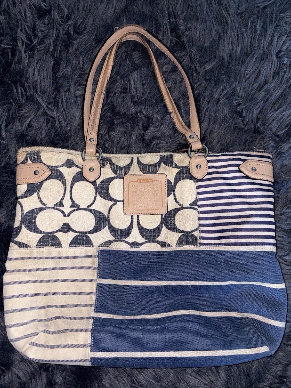 Coach (2013) Daisy Patchwork Emma Tote Denim Canvas Like Shoulder Bag Versatile