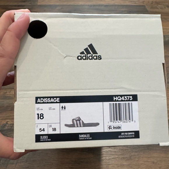 NEW Adidas Adissage Stripe Gray Slip-On Sandals Rubber Slides Mens Size 18