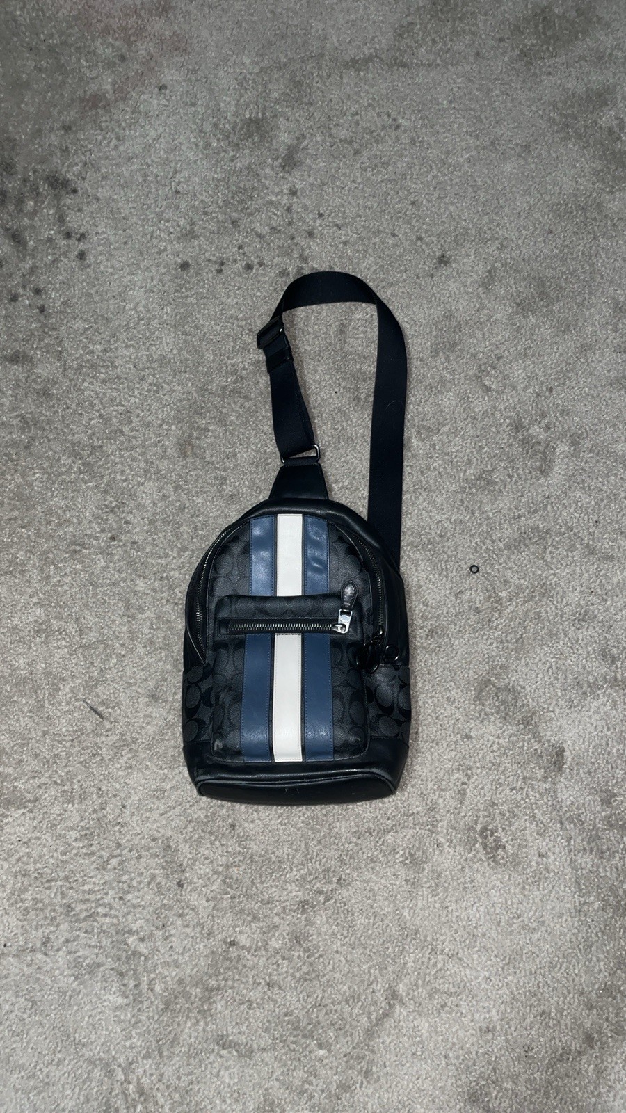 Coach Signature Small Crossbody Sling Backpack Zip, Adjustable Strap Black