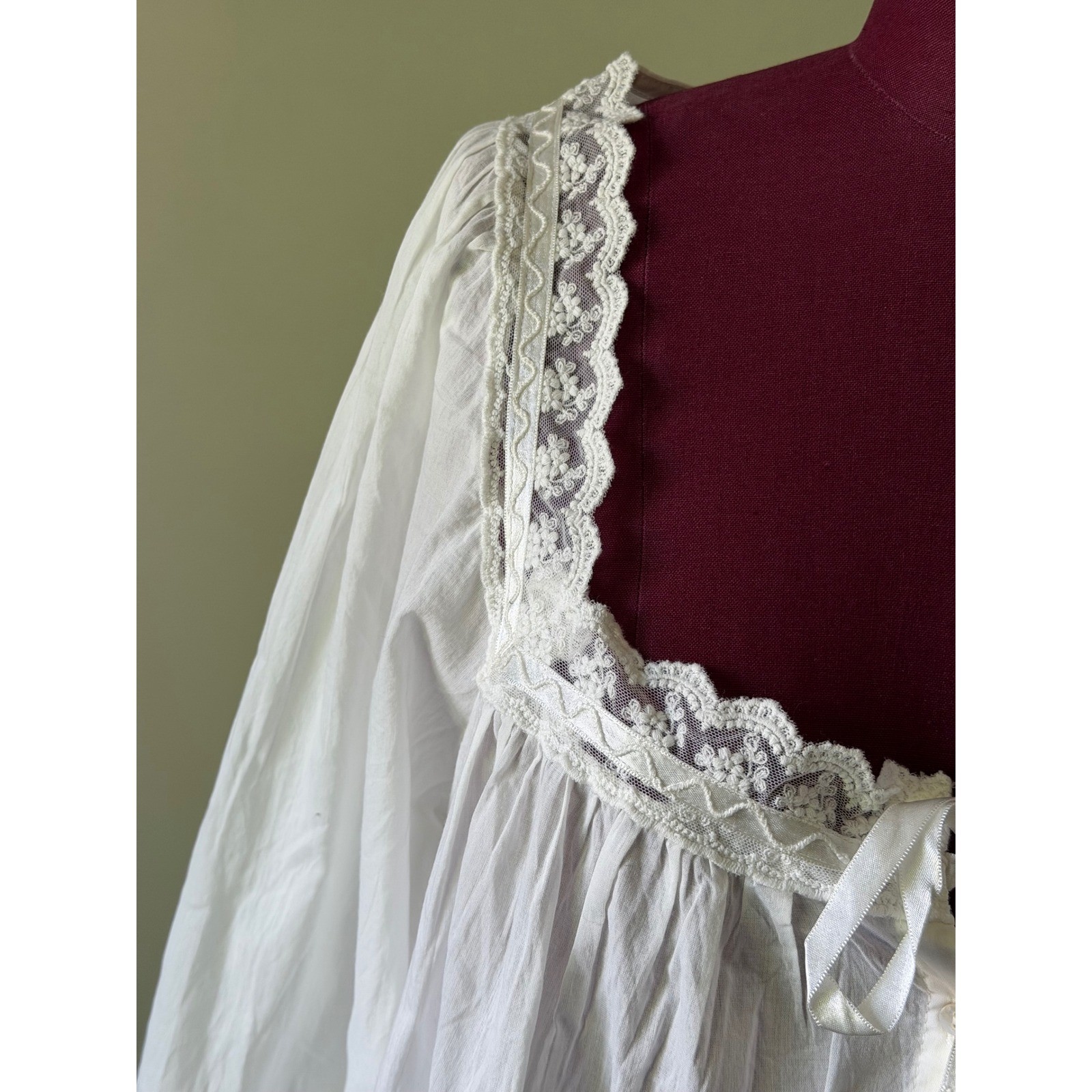 Natural Life Blouse NEW Lace Trim Cottagecore Boho Button Front White Large