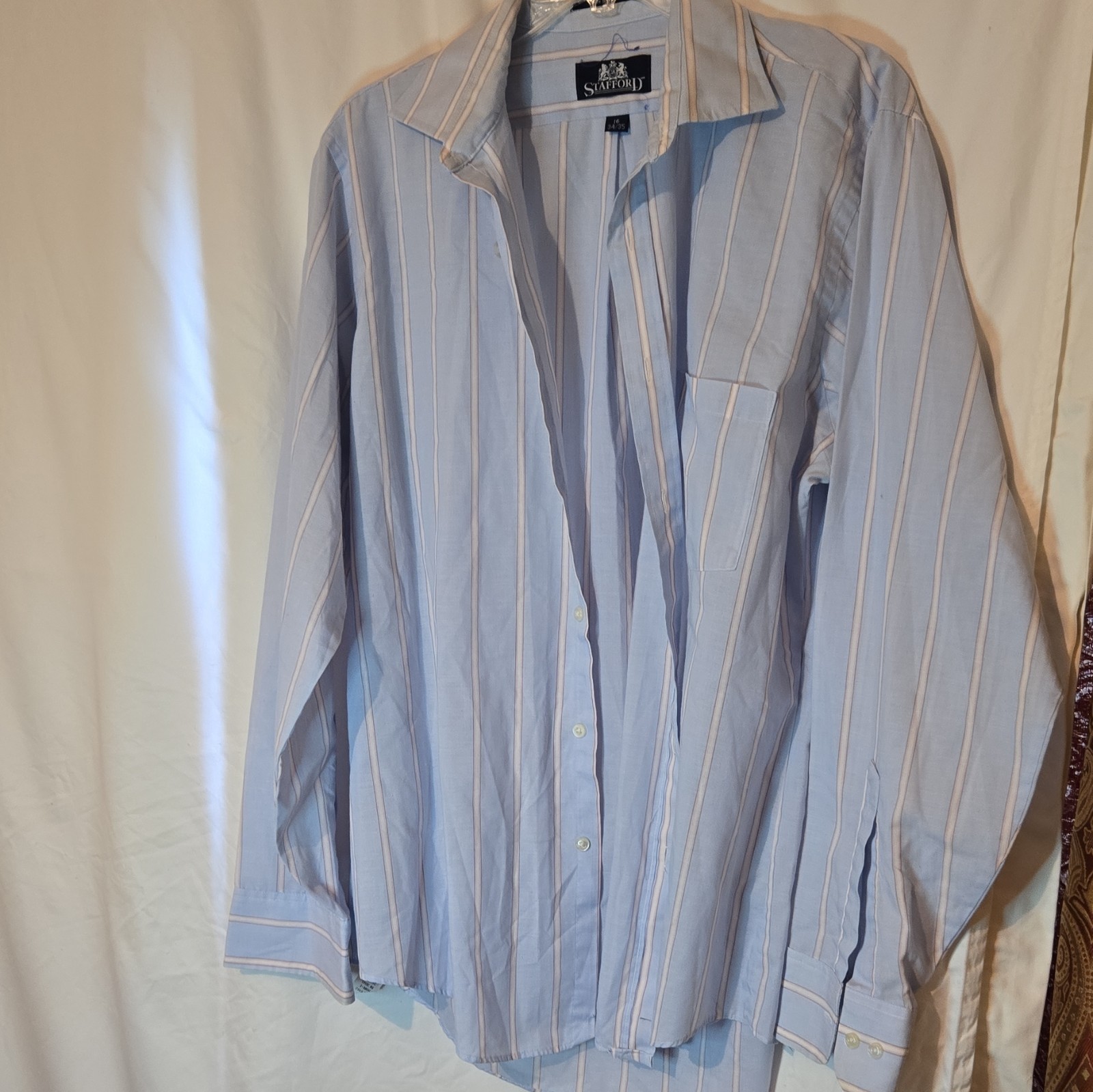 Stafford Men’s Cotton/polyester Striped Classic Fit Dress Shirt 16 Neck 34/35