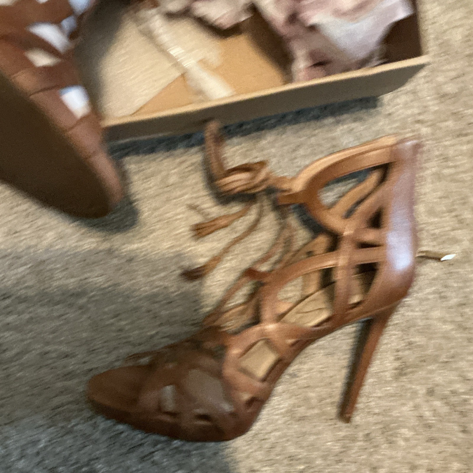 Jessica Simpson Brown Leather Strappy Open Toe Lace-Up Stiletto Heels 9.5M