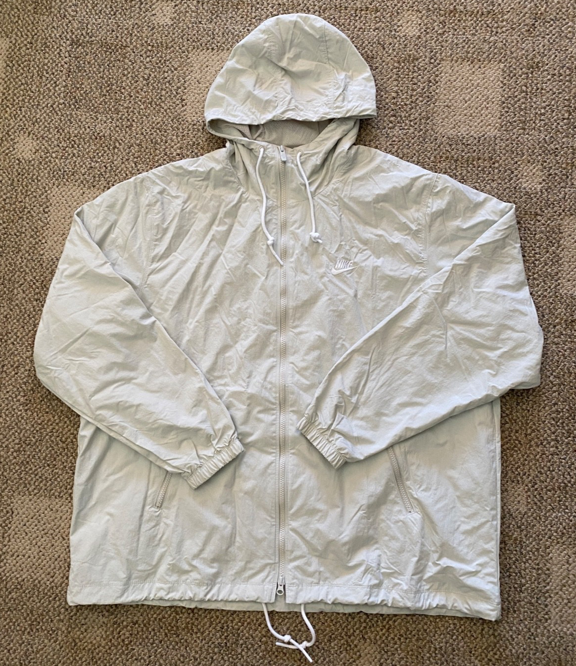 Nike Jacket Club Full Zip Woven Mesh Lined FB7397-072 Lt Bone $80 Men’s Size M