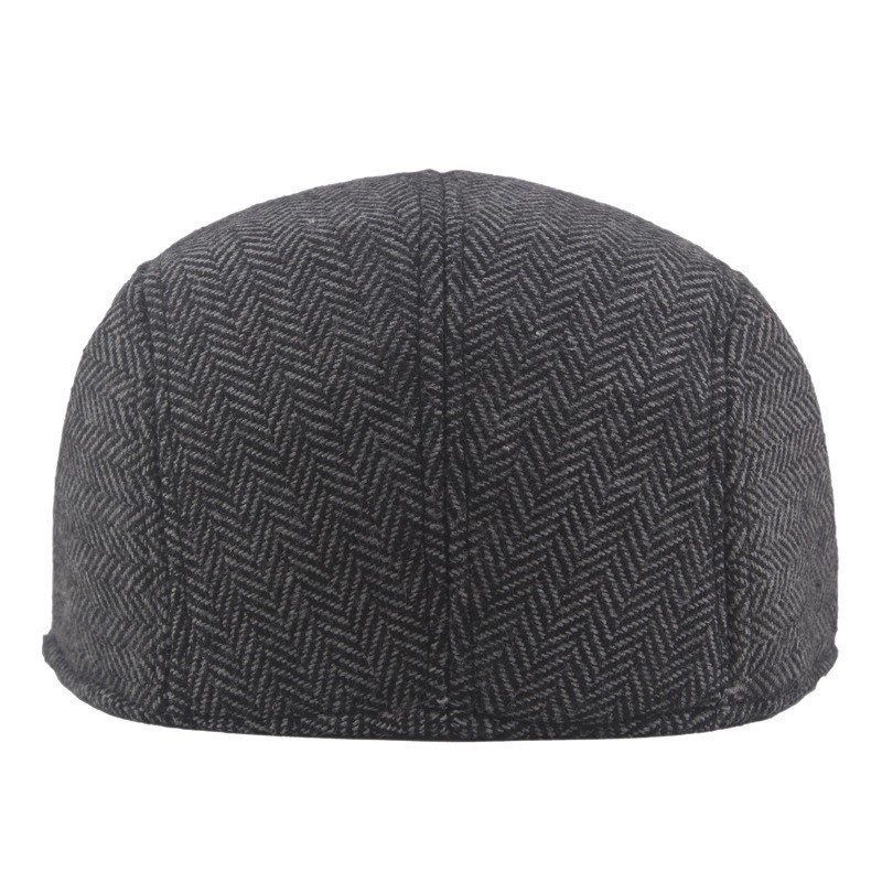 Black Men’s Herringbone Ivy Flat Cap Classic Newsboy Driving Golf Hat Newsboy