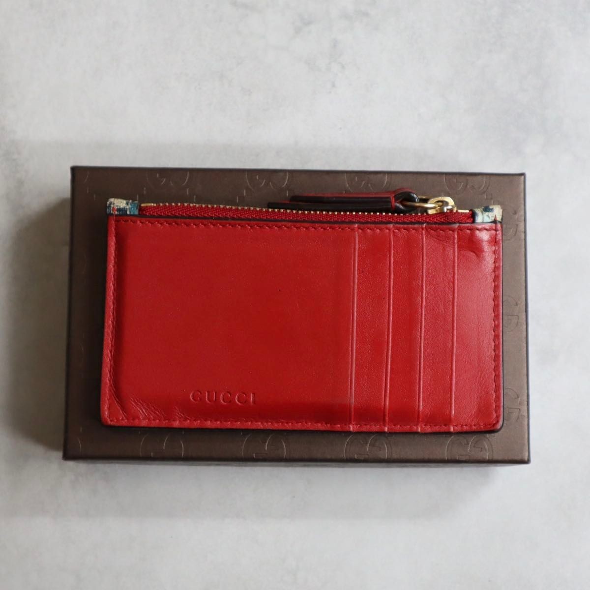 Complete Accessories GUCCI GG Blooms Coin Card Holder Fragment Case Blue Red GG