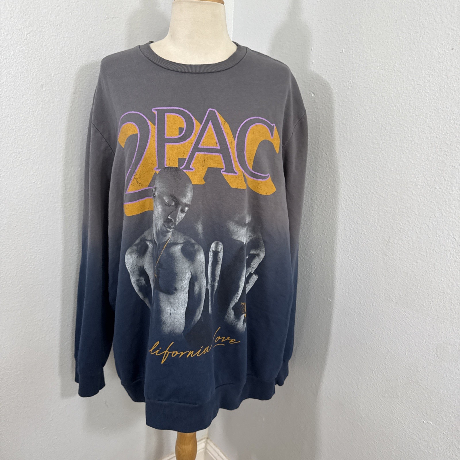 2Pac Sweatshirt Mens XL Gray California Love Pullover Rap Hip Hop Streetwear