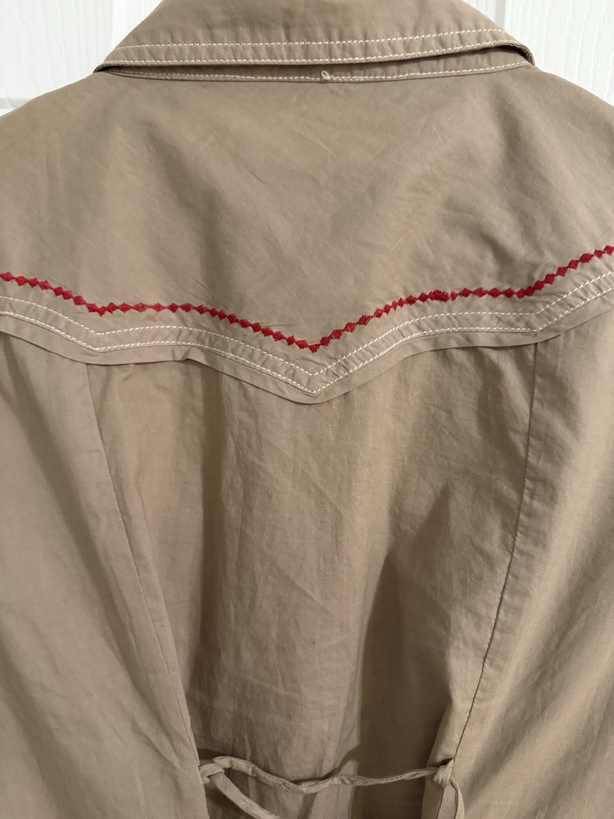 Ryan Michael Shirt Womens L Stone Western Pearl Snap Corset Lace Up Back
