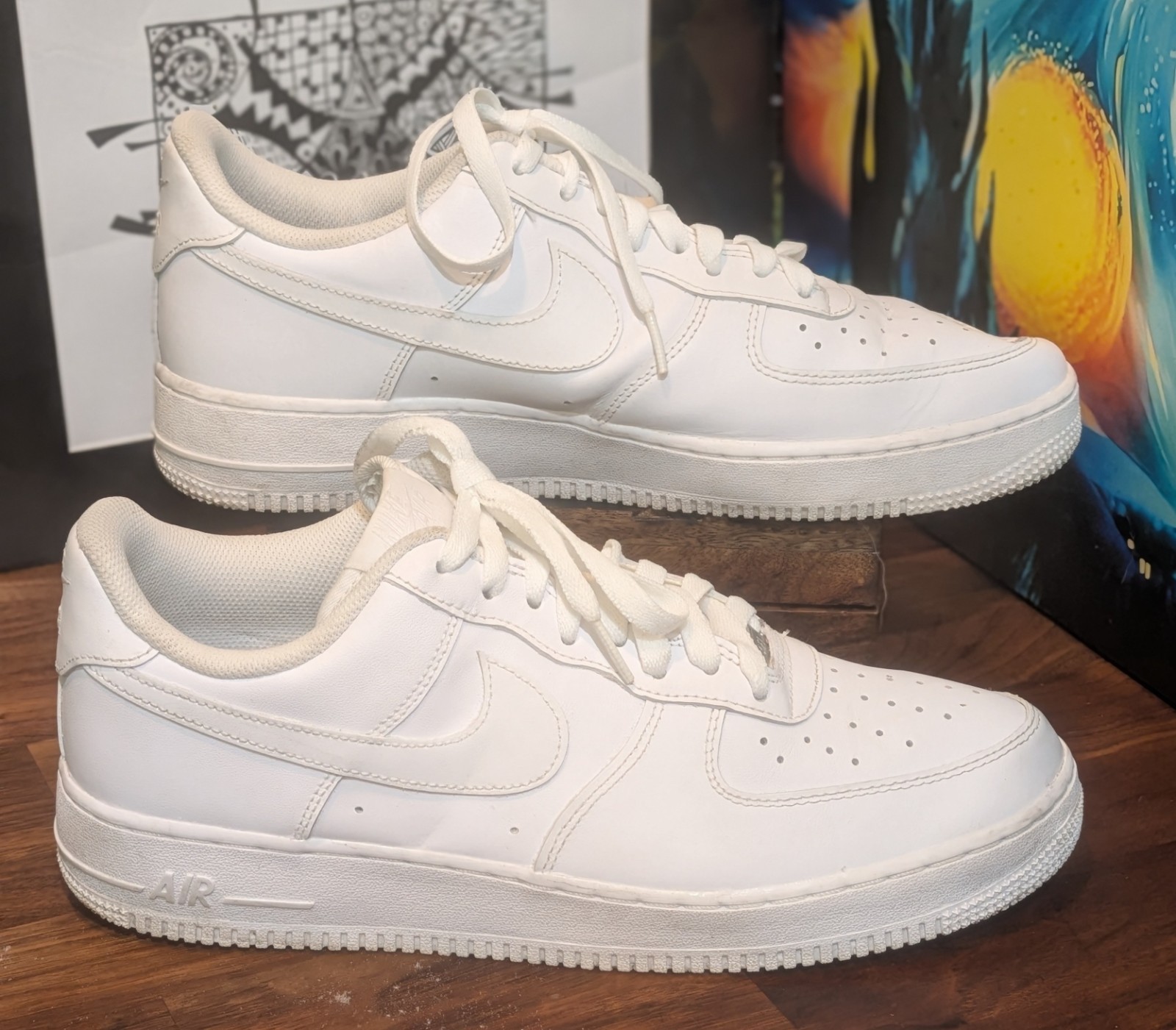 Nike Air Force 1 White Men’s Low Top Leather Athletic Sneakers