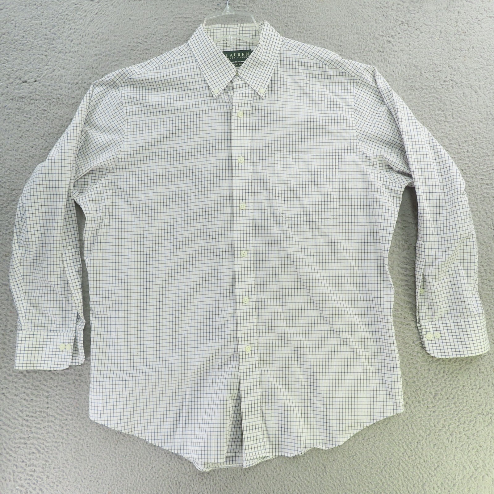 Lauren Ralph Lauren Shirt Mens Large 16.5 Black Brown Button Long Sleeve 34/35