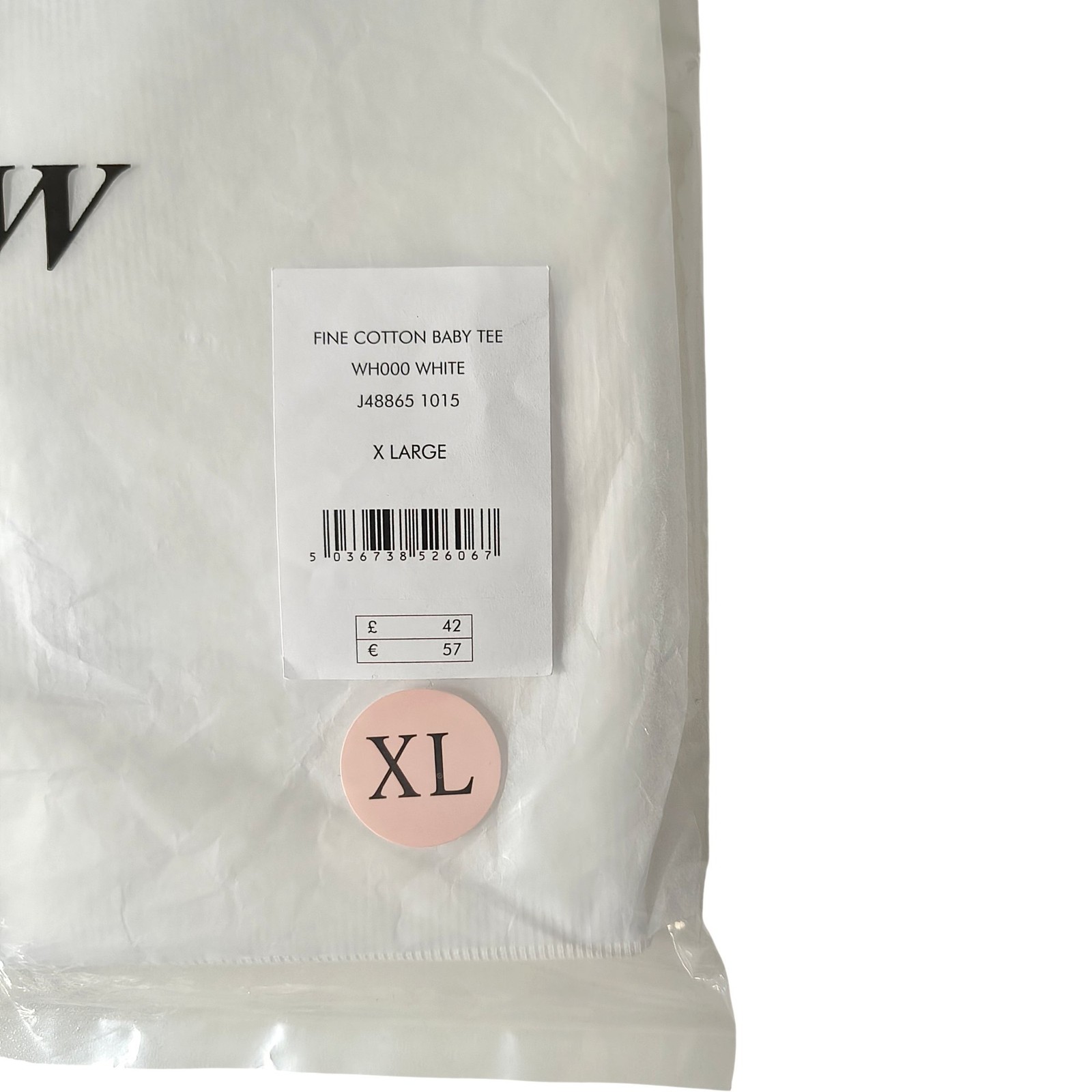Jigsaw White Ribbed Crew-Neck T-Shirt Size XL 97% Cotton