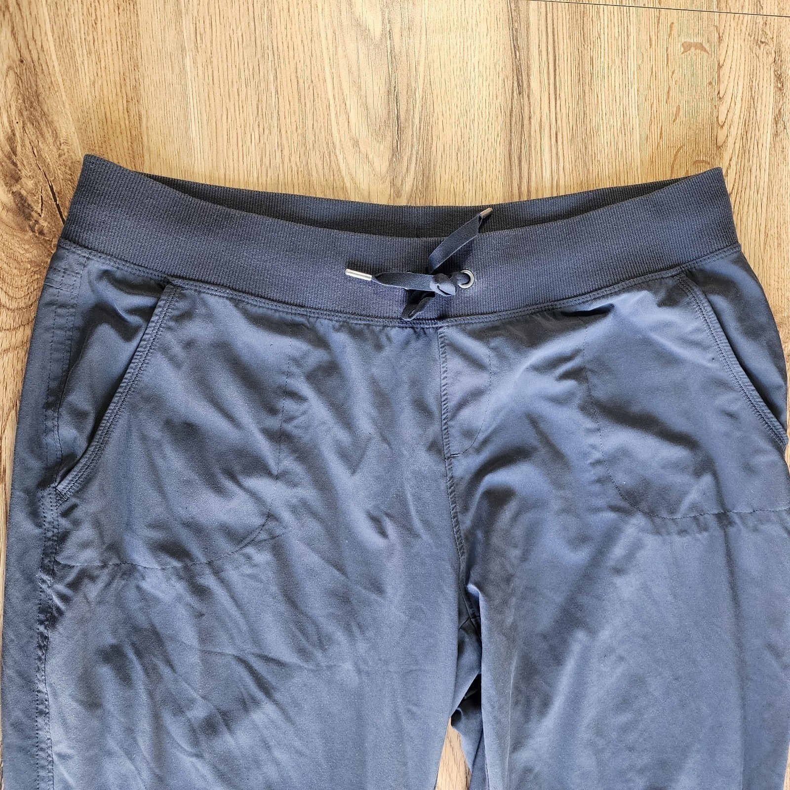 Athletic Drawstring Jogger Pants Navy Gray Ribbed Cuff Lounge Sweatpants Mens L