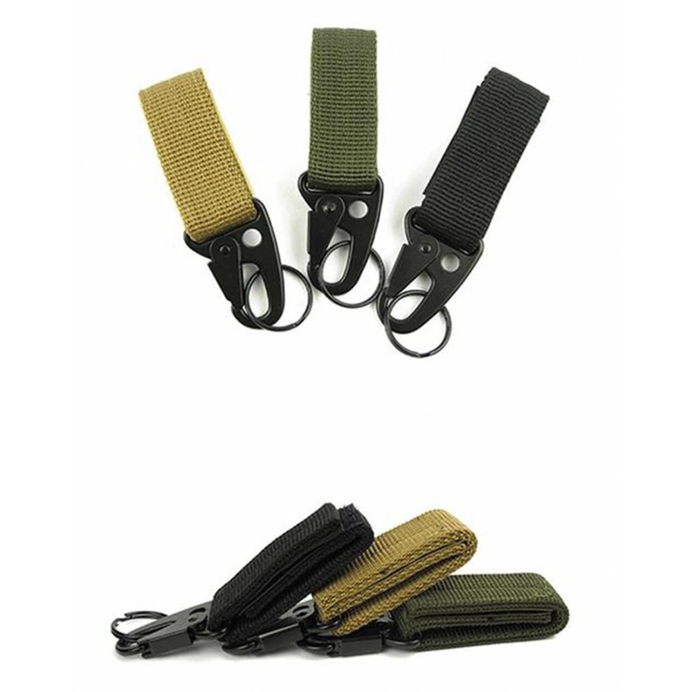 3 PCS Outdoor Webbing Buckle Hook Tactical Molle Key Ring Belt Holder Nylon Clip