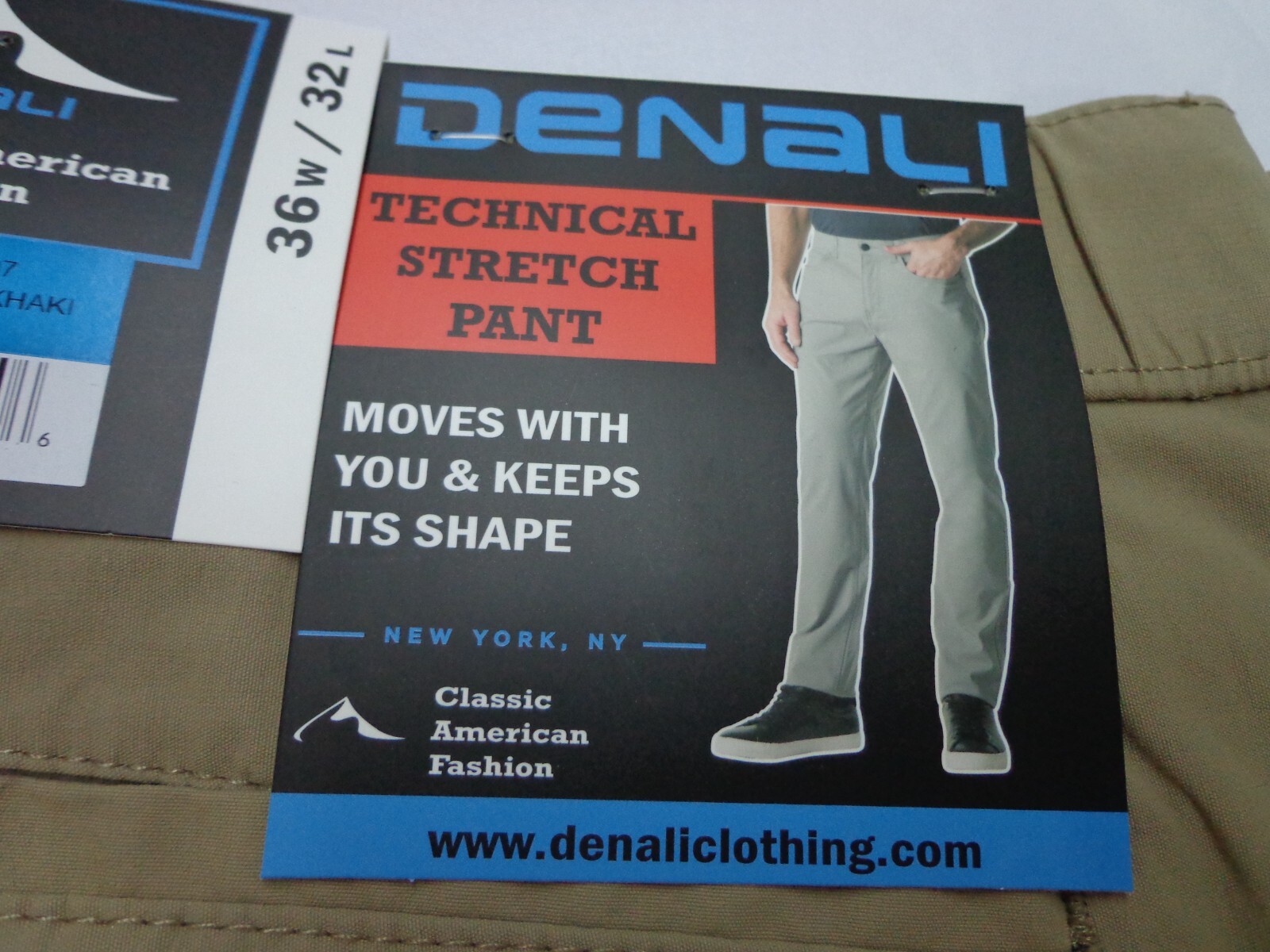 DENALI Delta Khaki Technical Stretch Pants Flex Waist 36/32 NEW MSRP $54