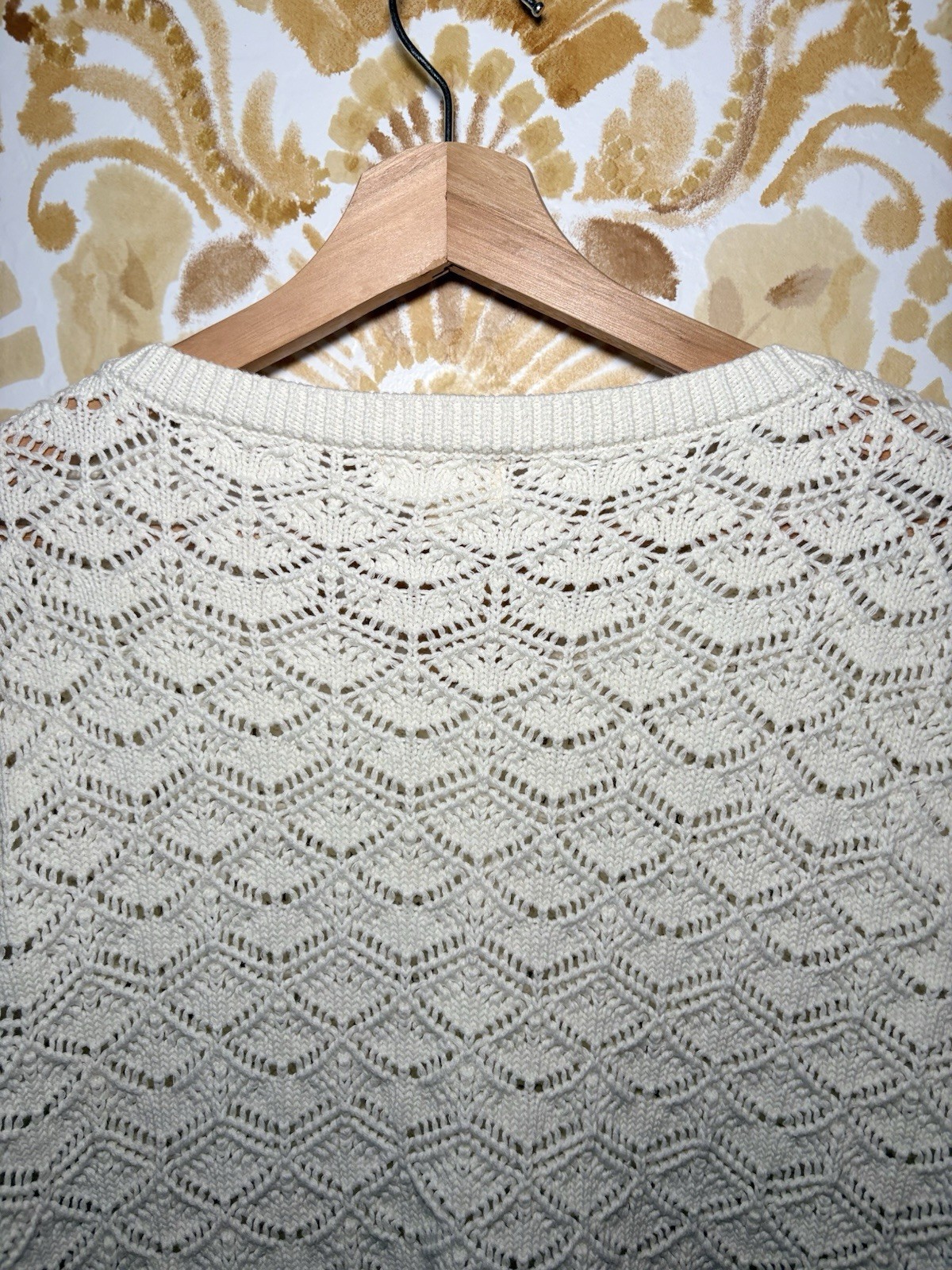 Cloth & Stone Ivory Eyelet Sleeve Knit Cardigan Sweater | Boho Cottagecore
