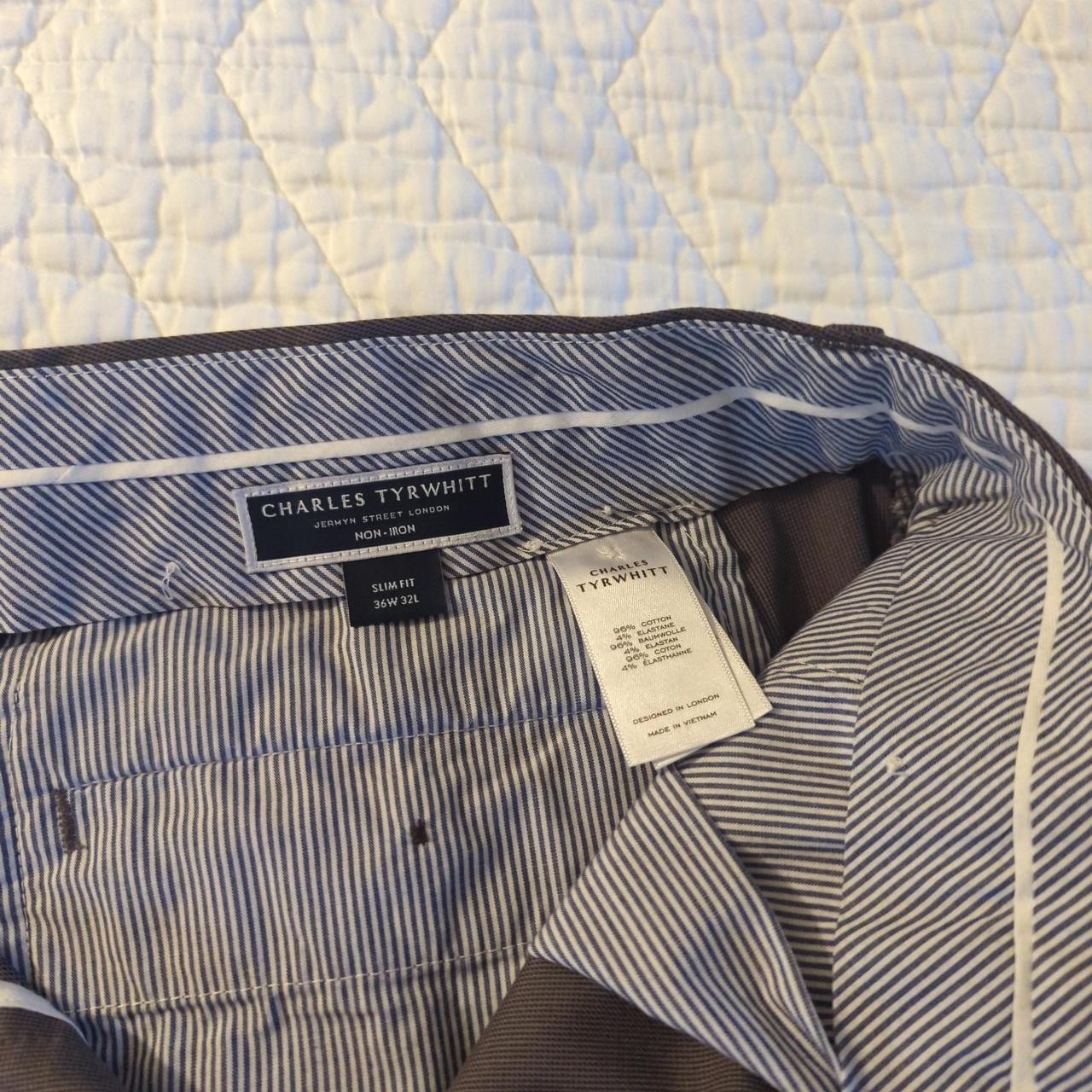 Charles Tyrwhitt Men’s Smart Texture Dress Pants – Gray 36×32 Slim Fit