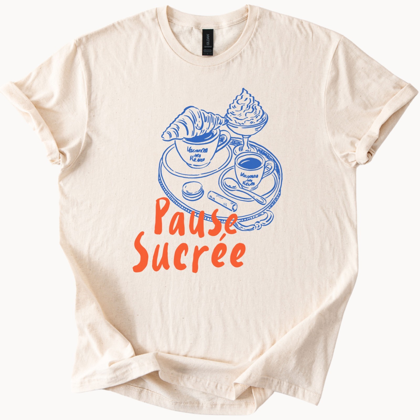 Pause Sucree French Cafe T Shirt Croissant Coffee Dessert Paris Food Lover Tee