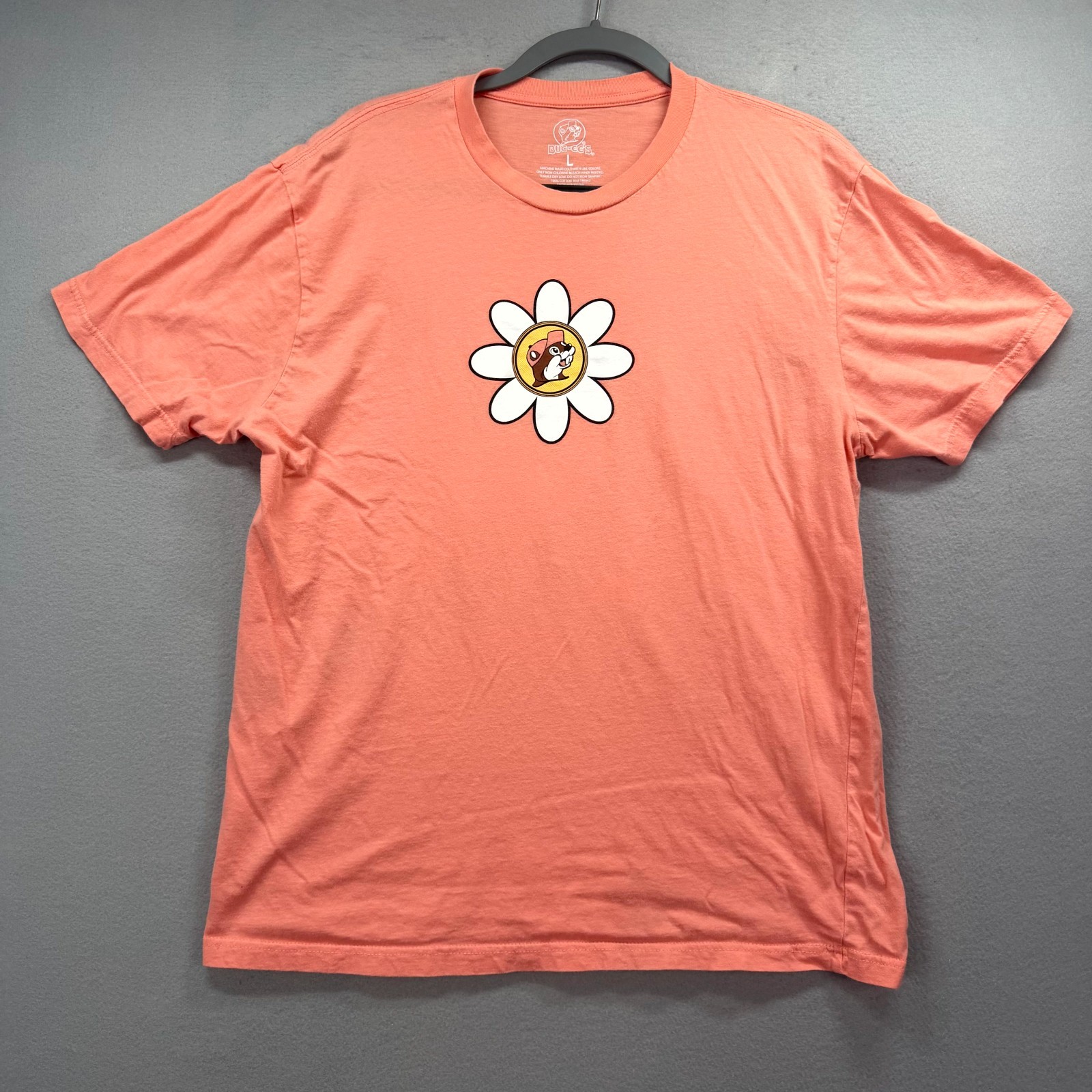 Buc-ee’s More Worry Less Floral T Shirt Men Large Orange Floral Short Sleeve Tee