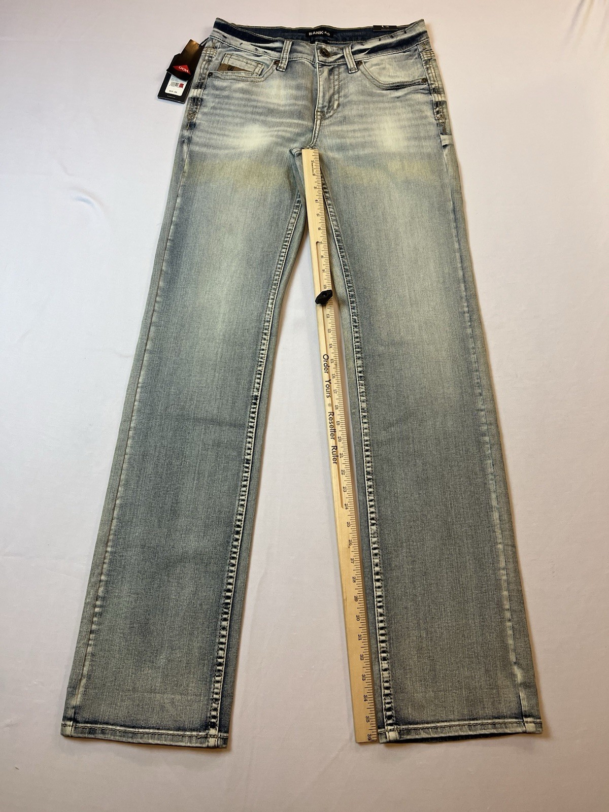 Rank 45 Ringo Stackable Straight Jeans Men’s 30×34 Light Wash Western Denim NWT