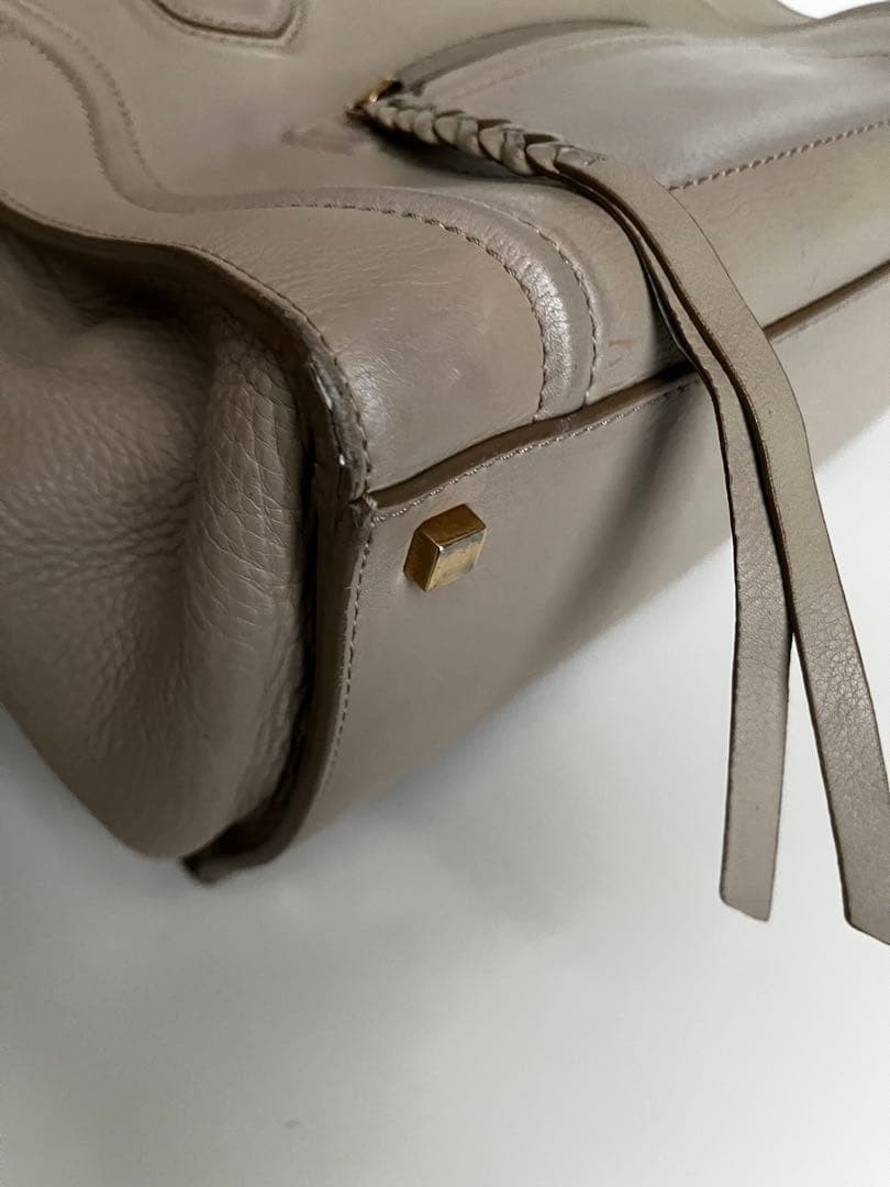 Celine Luggage Phantom Handbag Tote bag Leather F-CU-0132 Greige Women’s Auth