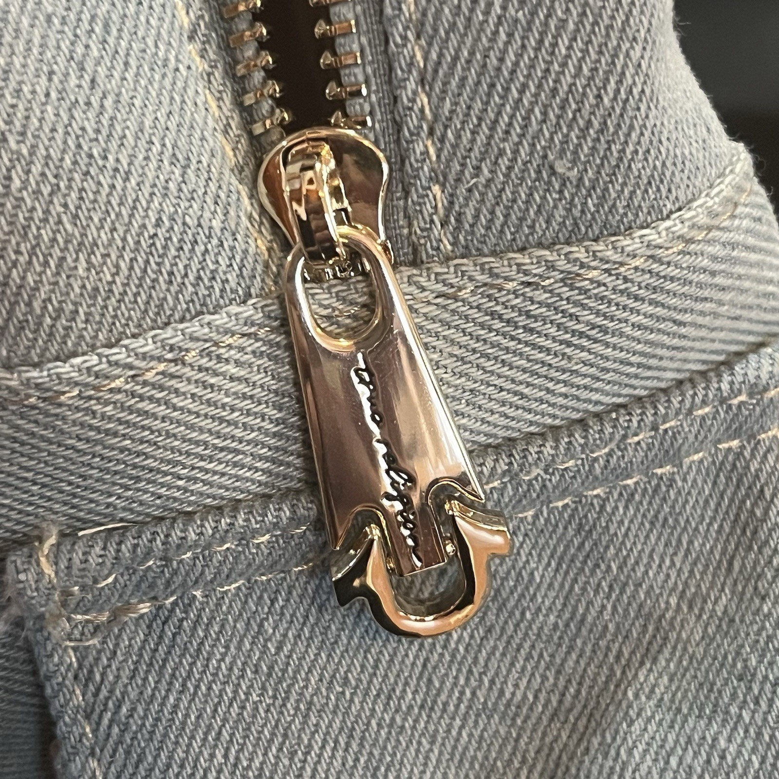 True Religion Light Blue Logo Satchel Top Handle Zip/Snap Gold Hardware Charm