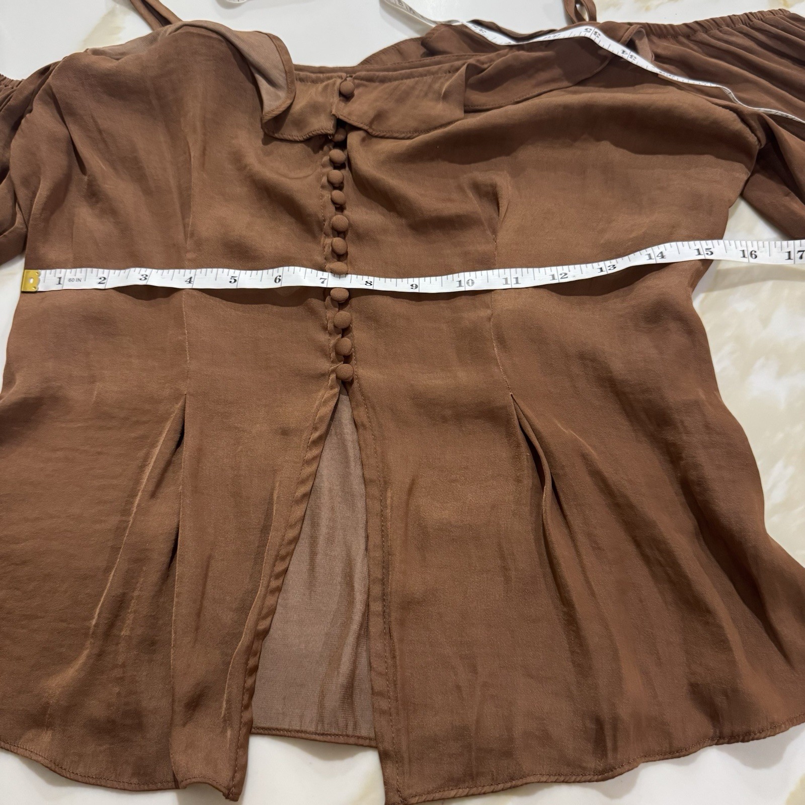 Urban Outfitters Brown Blouse Button Peasant Puff Sleeve Blouse L